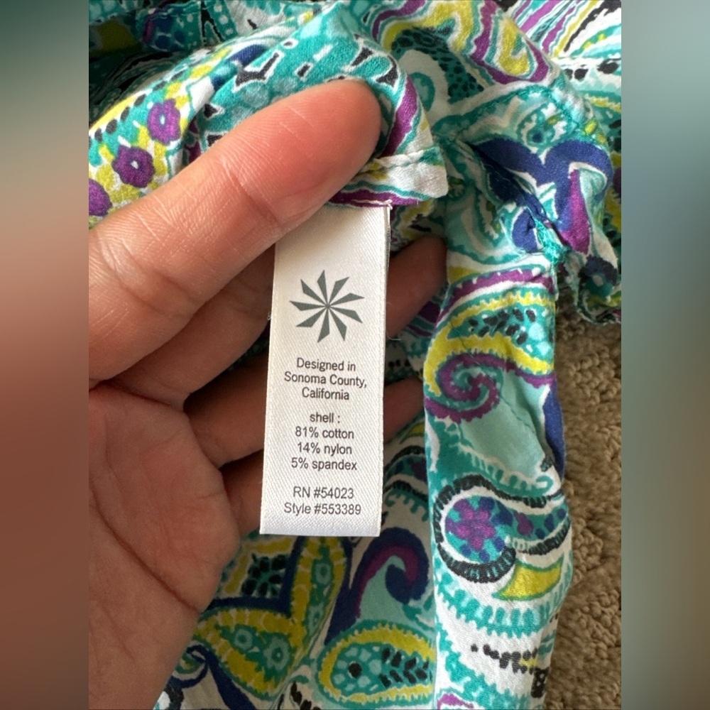Athleta Surfside Tunic Swim Cover Up Long Sleeve Paisley Turquoise XS - Picture 4 of 8